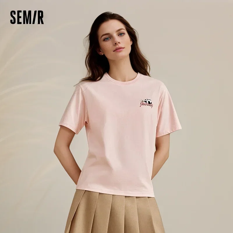 Semir Co-Branded Short Sleeve T-Shirt Women Antibacterial Loose 2024 New Panda Summer Hundred Fashionable T shirt