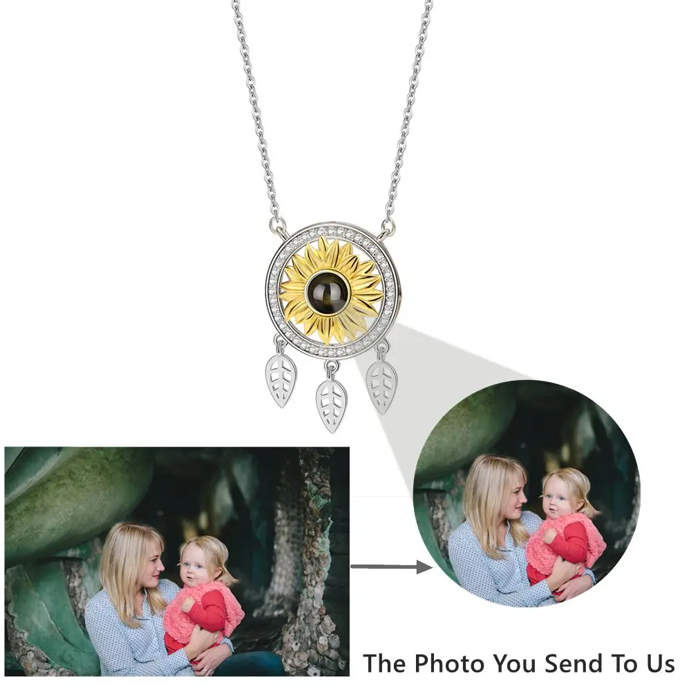 Custom Photo Necklaces S925 Silver Personalized Projection Photo Necklace for Women Mother Lover Jewelry Valentine's Day Gift
