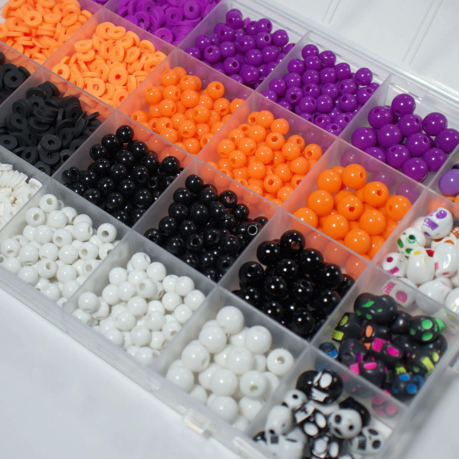 6-10mm Black, Orange, Purple Color Scheme, 24 Grid Box, Acrylic Beads, DIY Pendants, Jewelry, Clothing, Decorative Beads, Holida