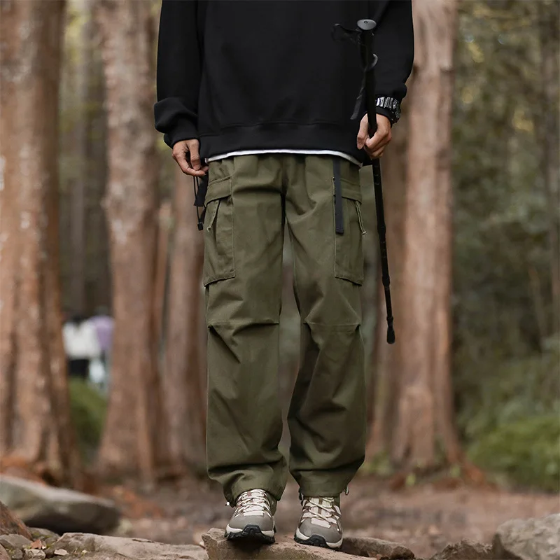 

25 New American Functional Work Pants Men's Spring and Autumn Loose Straight Tube Cotton Large Size Large Pocket Black Casual Pa