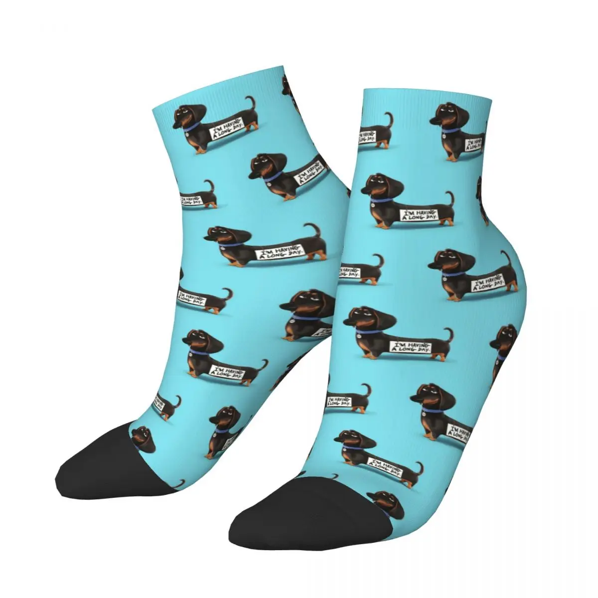 Kawaii Dachshund Mens Crew Socks Unisex Funny 3D Print Wiener Badger Sausage Dog Dress Socks