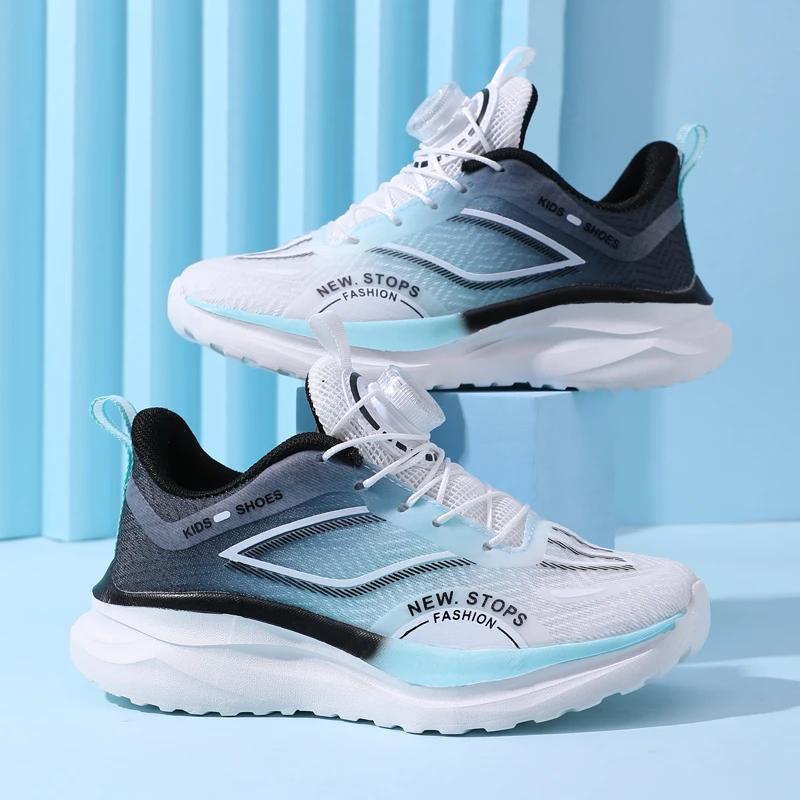 

2026 New Kids Running Shoes with Quick Lace System Breathable Mesh Sport Sneakers for Boys Girls Lightweight Athletic Footwear