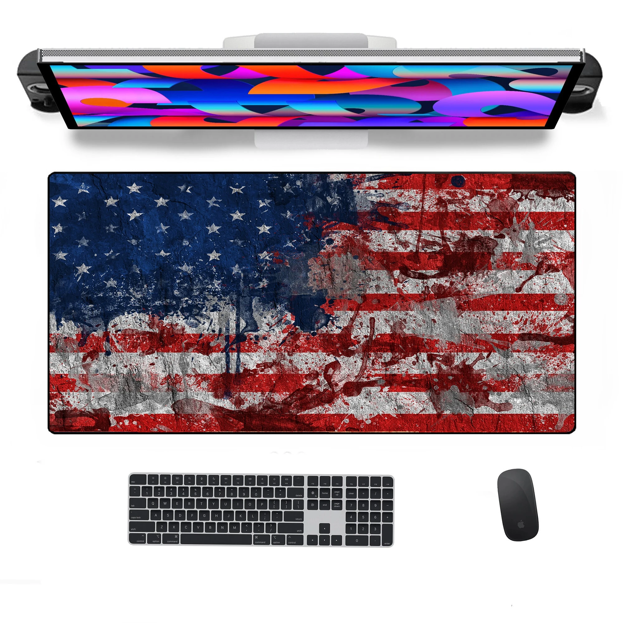 United States, United Kingdom, Japan, Canada flag splash paint design desk mat, mouse pad, computer desk pad and keyboard pad