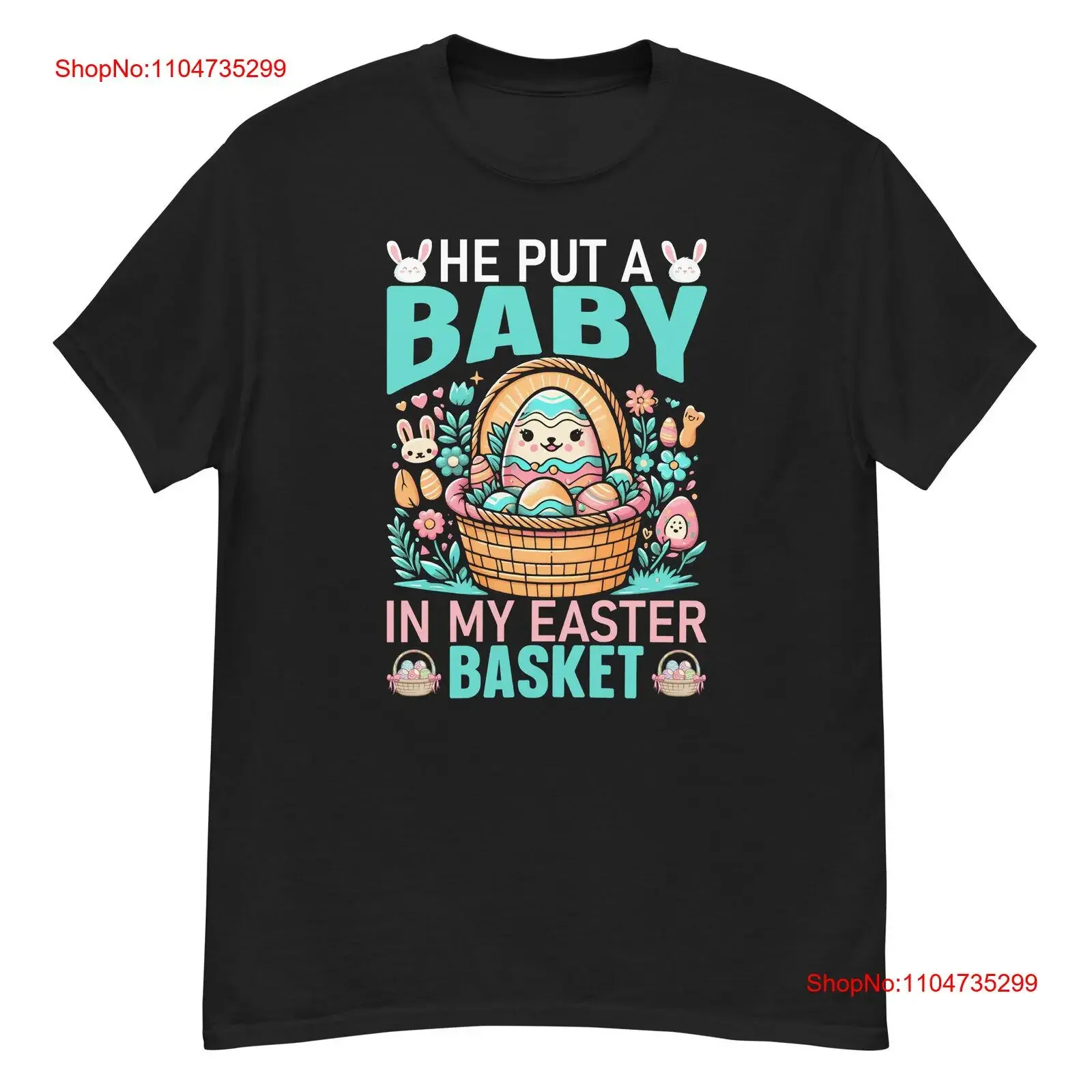 Me puso un bebé en mi cesta de Pascua Camiseta divertida con anuncio de embarazo Gráfico lavado vintage Ropa de diseñador suave Versátil