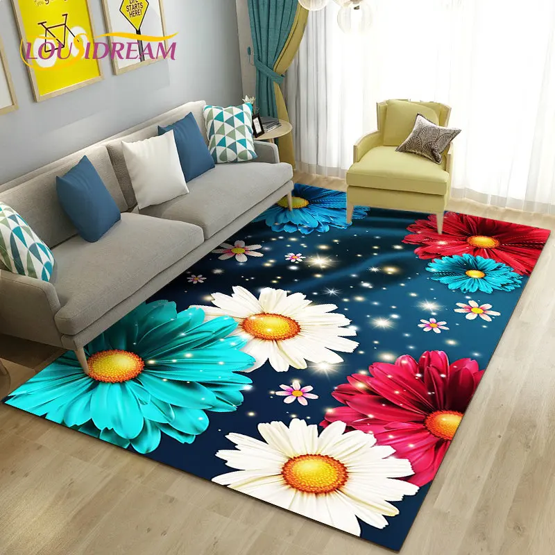 Dandelion สดดอกไม้ใบพรมพรมพรมสำหรับห้องรับแขกห้องนอนโซฟาพรมเช็ดเท้าตกแต่ง,ห้องครัวแผ่นกันลื่น