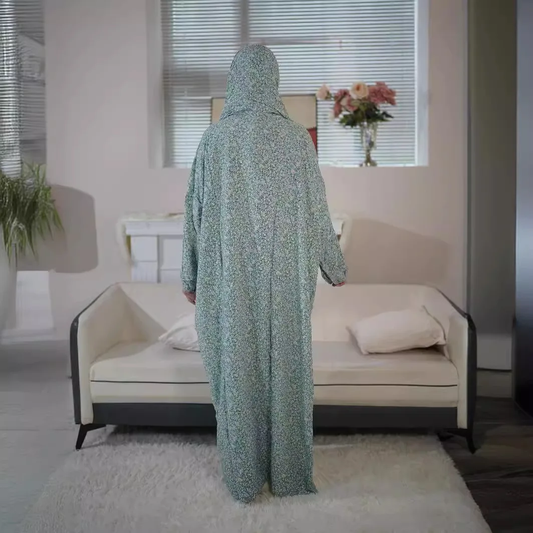 عباية إسلامية عصرية للسيدات فستان ترفيهي مع وشاح مقاس كبير يطبع فسكوزي داشيكي للبالغين على الطراز العرقي للإناث