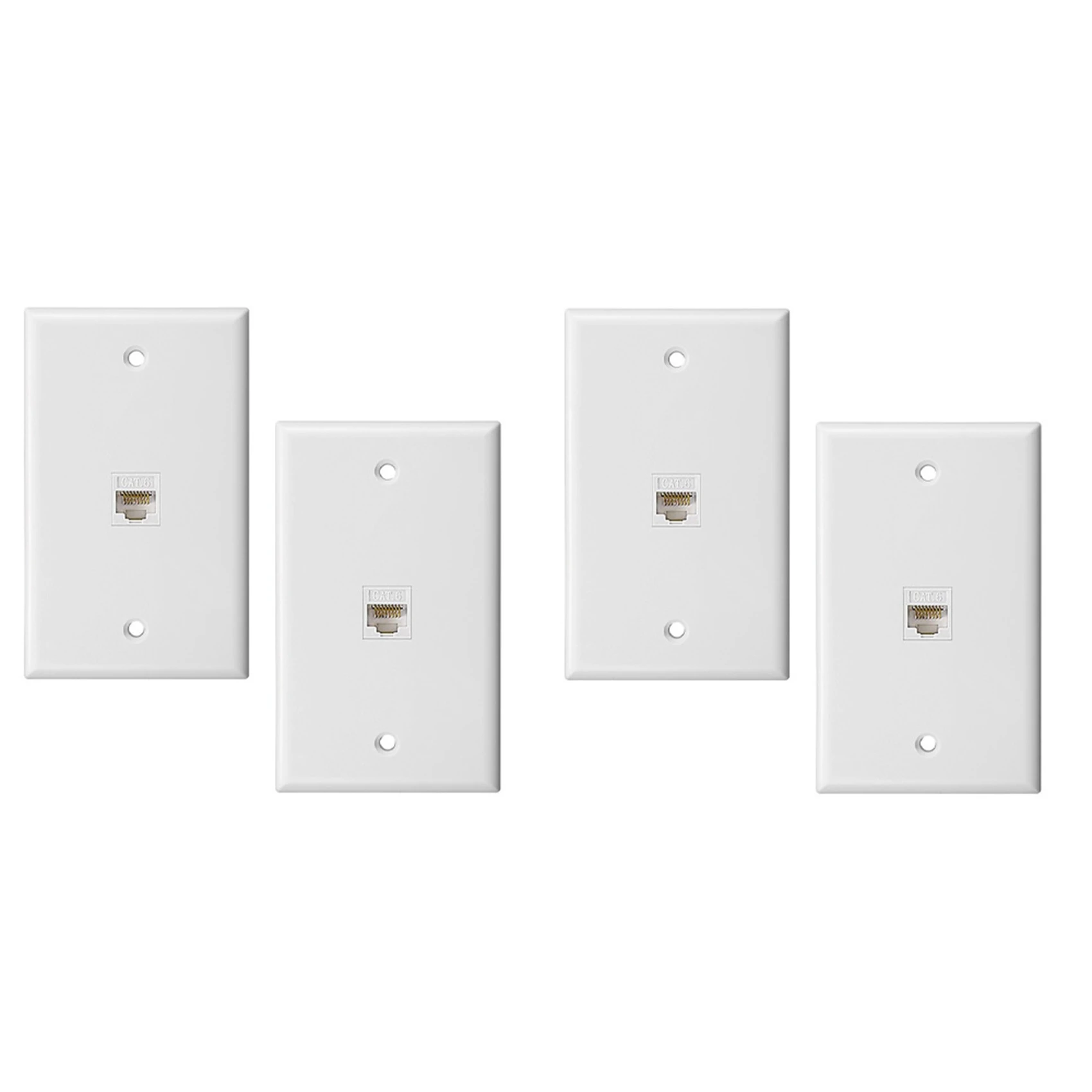 B62B-4-Pack 1-Port Ethernet Wall Plate, Keystone Jack Wall Plate With RJ45 Keystone Female To Female Inline Coupler Insert