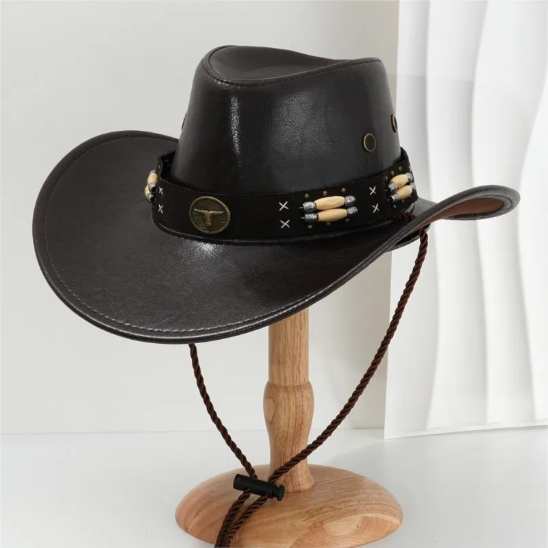 Leather metal beaded hat heavy industry motorcycle performance personalized