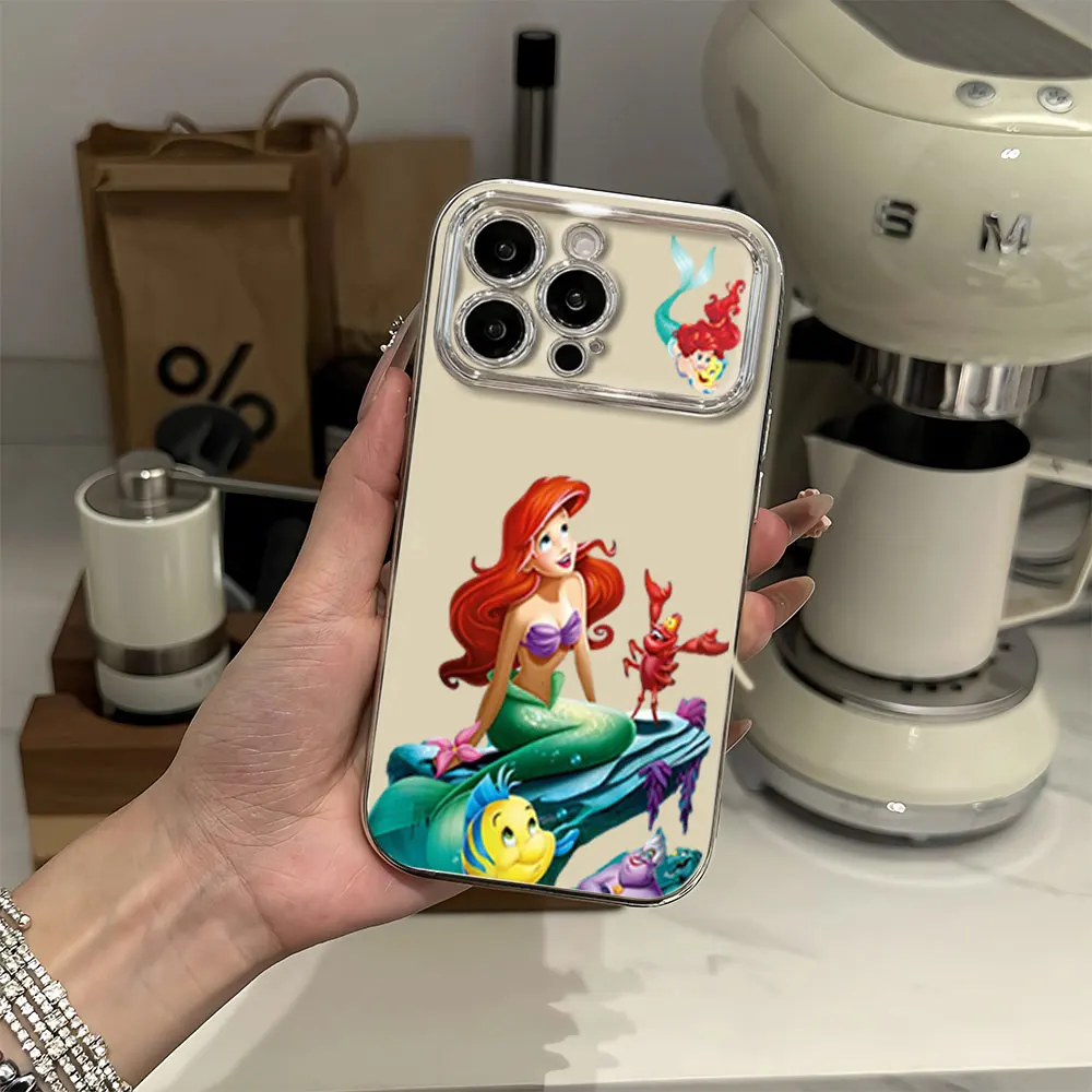 MINISO T-The Little Mermaid Electric Ferry Large Window Phone Case For iPhone 12 11 13 14 15 16 Pro Max Plus Shell