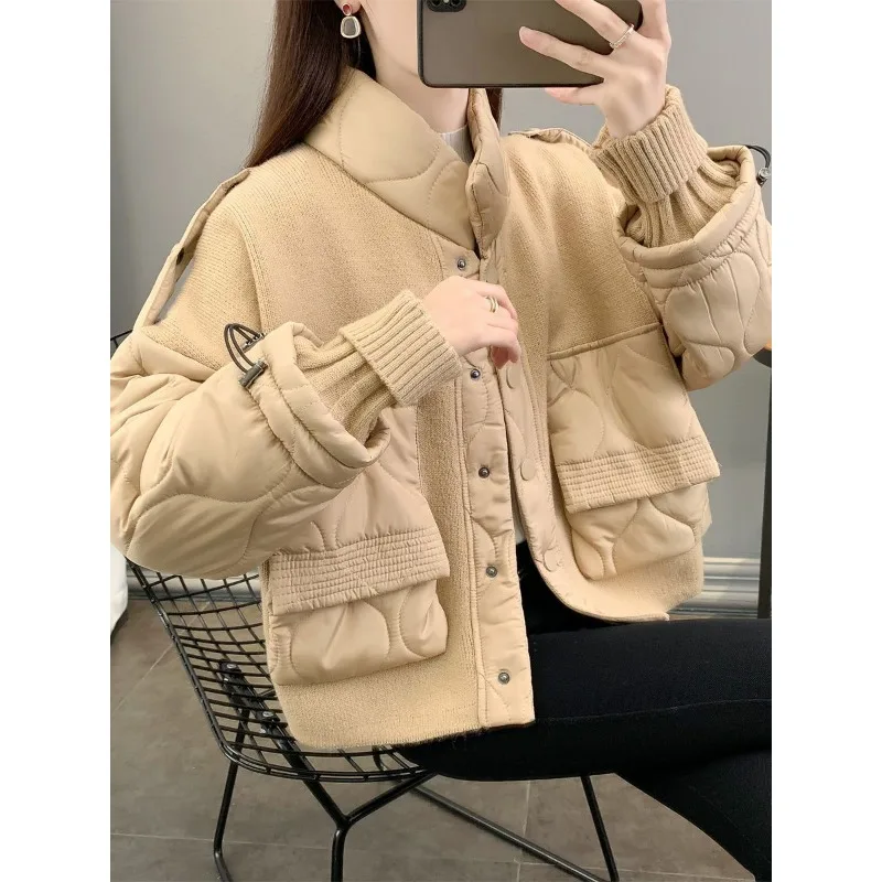 Large Size Sense of Design Cotton-padded Clothes Splice Female Thickening Type Short Style New Autumn and Winter Models Coat