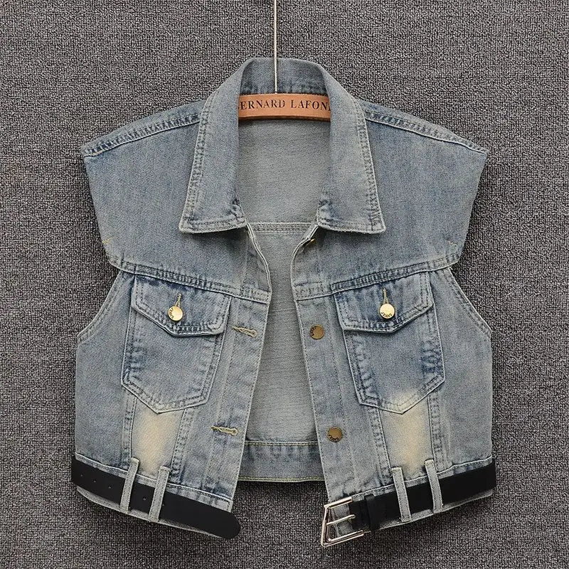 Denim Vests Women Trendy Korean Style single-breasted Vintage Spring All-match Daily Streetwear College Fashion New Design Chic