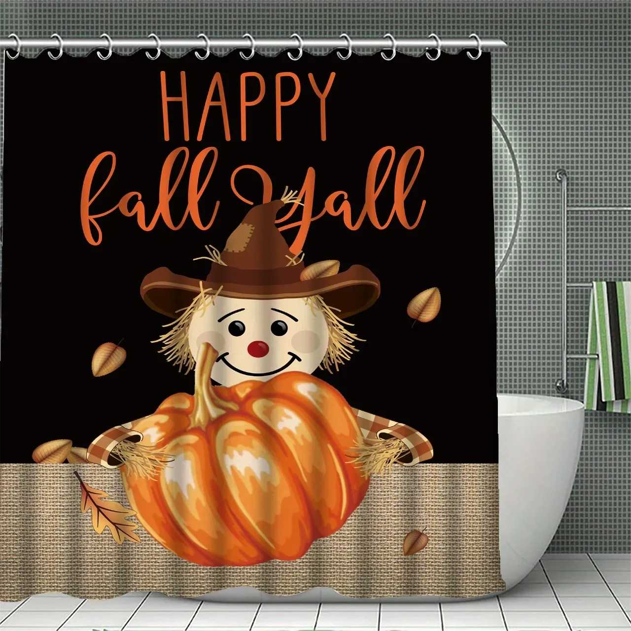 

Halloween Decoration Pumpkin Pattern Shower Curtain Bathroom Decor Halloween Decoration Indoor 1pcs Showr Curtain Black Purple