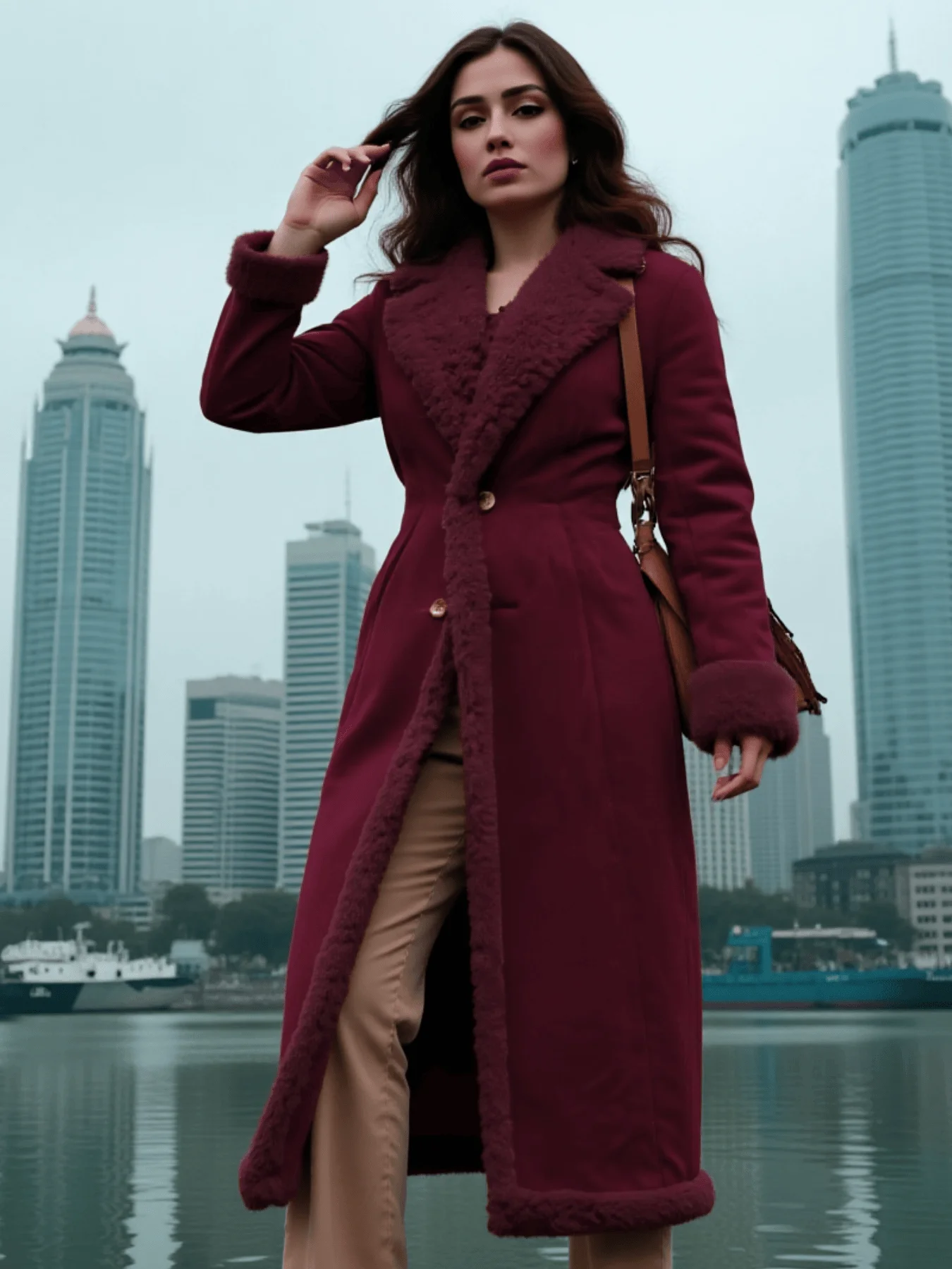 Fashion Commuter Cotton Coat Women's Trench Thickened Warmth Fleece Coat Autumn Winter New Women's Outerwear Female Trench Coat