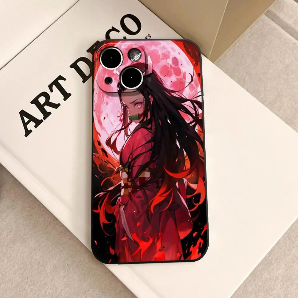 HD Demon Slayer Nezuko Kamado Cartoon Handyhülle Schwarz Passend für iPhone 17,16,15,11,13,14 Pro Max,Plus,X,Xr,Xs Max,13Mini