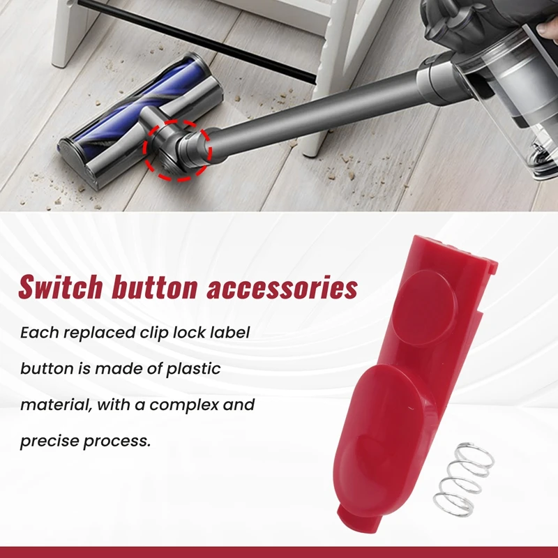 

6 шт. кнопок-фиксаторов для трубок/насадок пылесосов Dyson V7 V8 V10 V11 V15, с пружиной, прочные, для замены