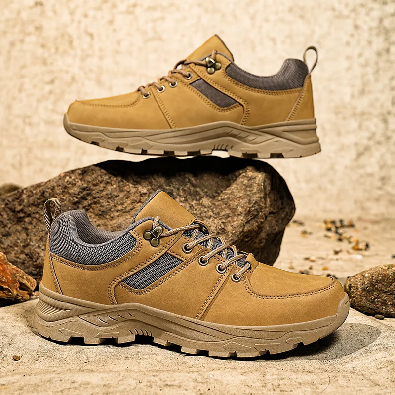 

Мужские кожаные кроссовки для активного отдыха, высококачественные нескользящие кроссовки для треккинга и альпинизма, удобные дышащие спортивные кроссовки