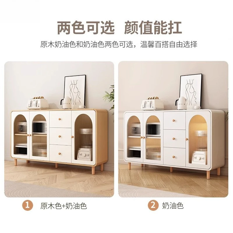 Высокий шкаф для столовой в кремовом стиле, современный простой шкаф для хранения, встроенная бытовая кухня