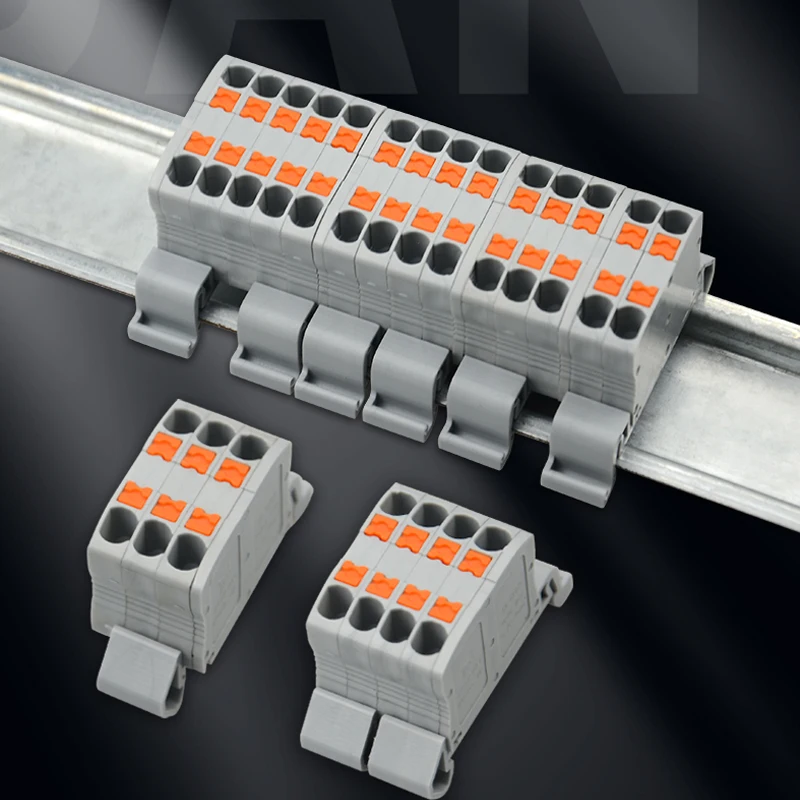 Direct insertion multiple in multiple out spring quick terminal industrial control automation wiring block rail terminal