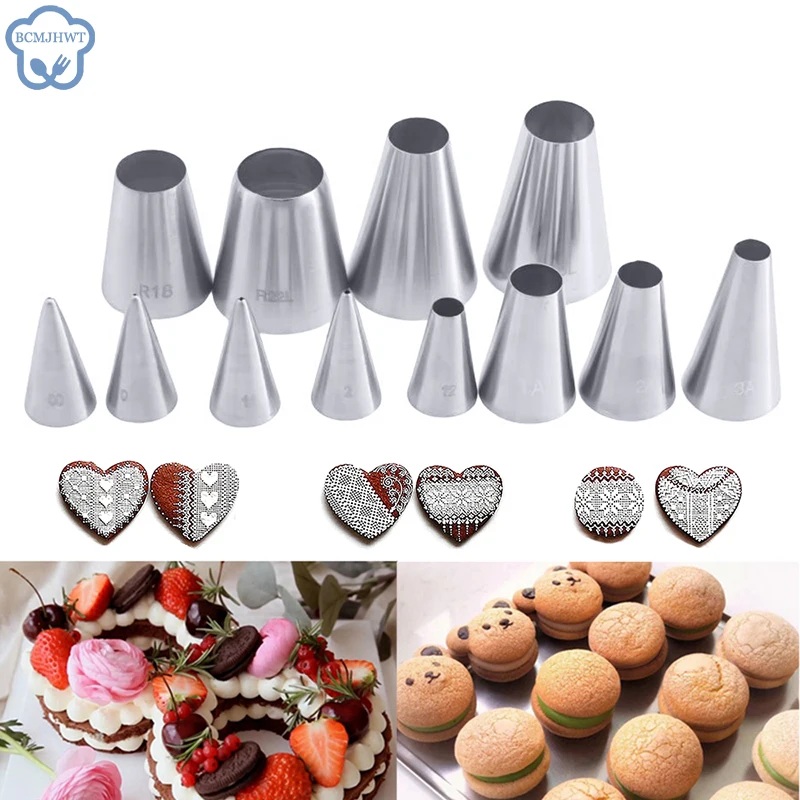 2/4PCS  Circularity Round Pastry Nozzles Cream Stainless Steel Icing Piping Pastry Nozzle Tips Baking Cakes Decoration Tools