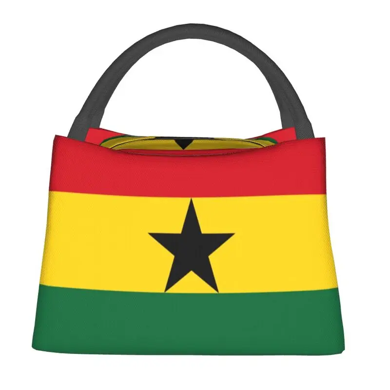Custom Ghana Flag Insulated Lunch Bags for Women Leakproof Ghanaian Patriotic Cooler Thermal Lunch Tote Beach Camping Travel