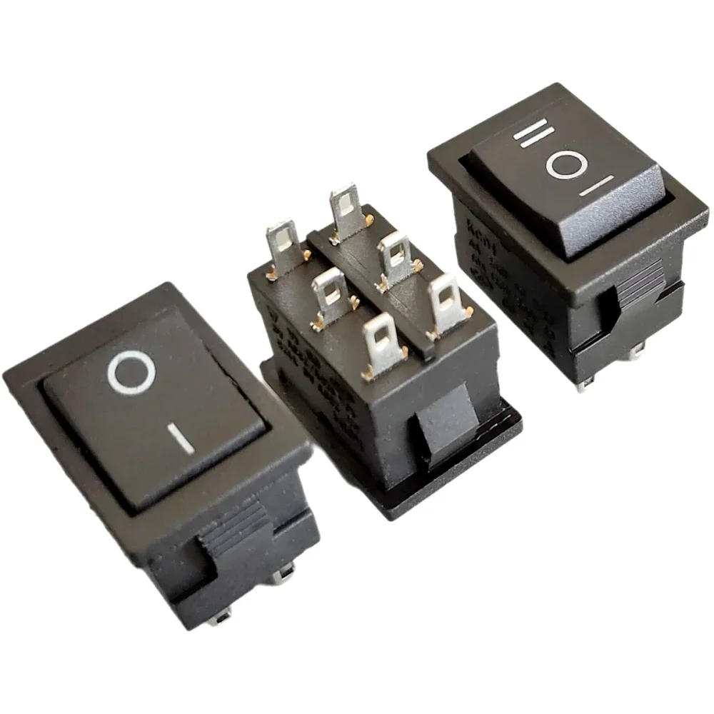 10pcs KCD1 21x15mm 6 Pin Boat Rocker Switch 6A 250V 10A 125V 2/3 Position on Off AC Power Switch for Home Appliance Industrial