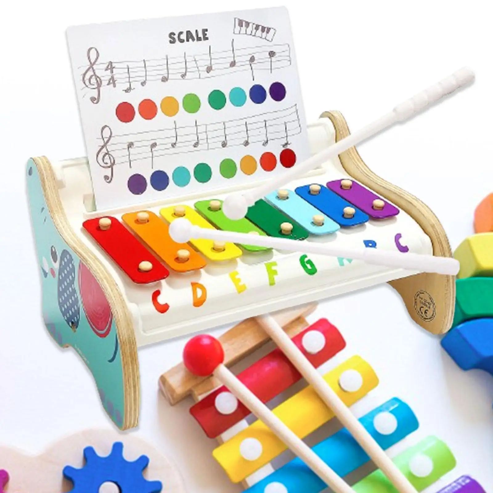 

Wooden Xylophone with Two Mallets Gifts Colorful Educational Toy Music Instrument 8 Note for Preschool Kindergarten Beginners