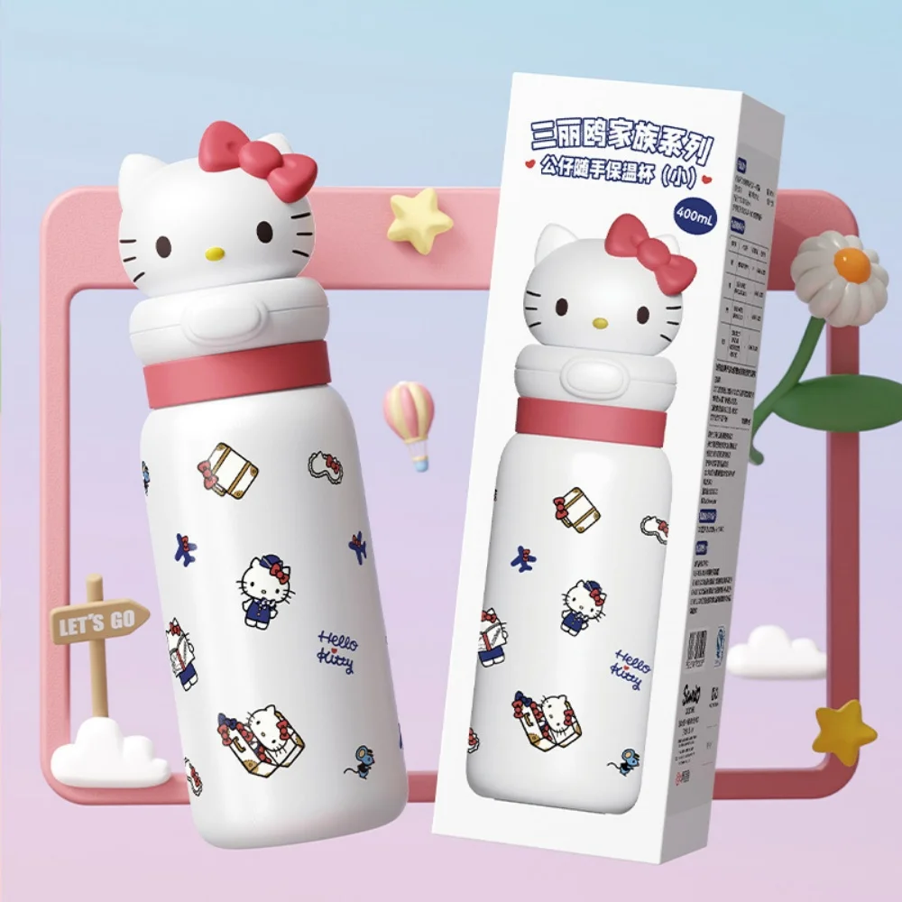 أنيمي سانريو مرحبا كيتي الفولاذ المقاوم للصدأ كوب معزول kawayii كورومي ميلودي الكرتون 400 مللي الترمس القدح الفتيات هدايا عيد الميلاد