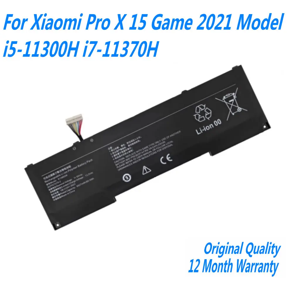 

11.55V 80Wh 6927mAh R15B05W Laptop Battery For Xiaomi Pro X 15 Game 2021Model i5-11300H i7-11370H