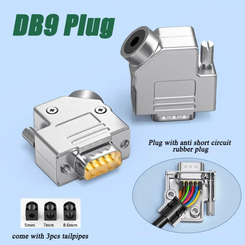 DB9 Connector Female Male COM RS232/485 Serial Port Connectors 45 Degree Outlet Hole Metal 9 Pin Soldering/Solderless Terimal