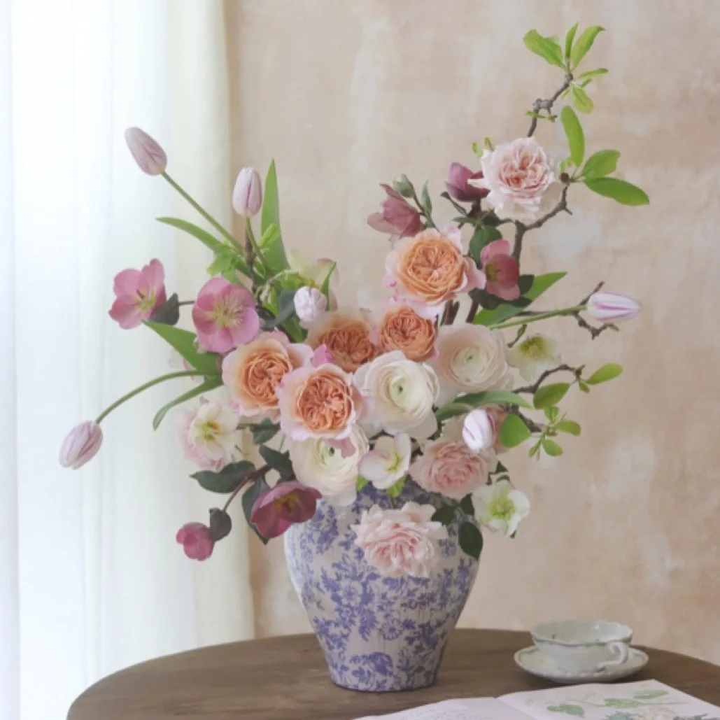 Chinese Feng Hydroponic Flower Arrangement Retro Old Ceramic Vase Living Room Ornament Flower Pot Jarrones Room Decor