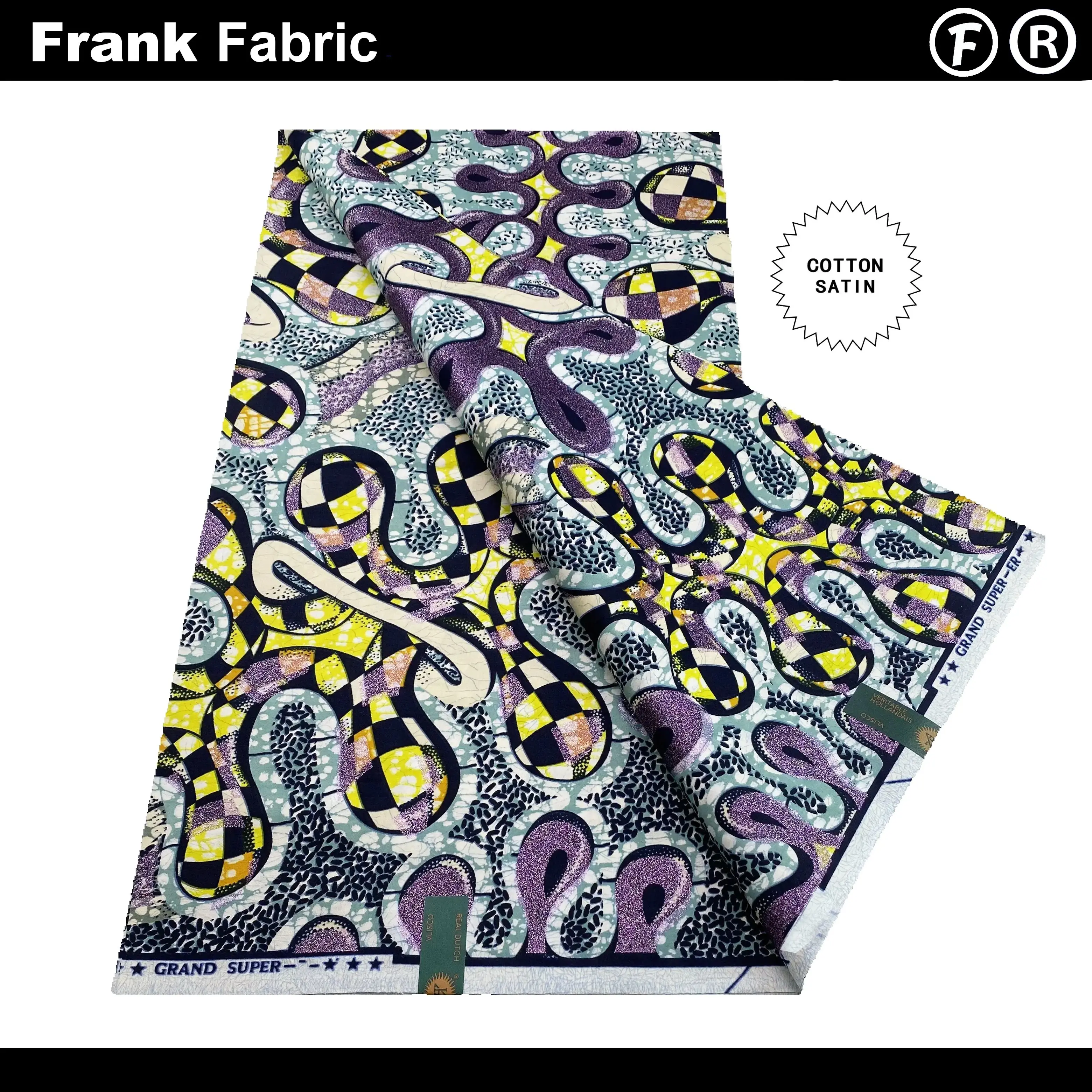 

6 Yards Original Wax Grand Super Dutch African Wax Fabric From Holland Real Ankara Fabric For Sewing With QR Code VLSG2508.158