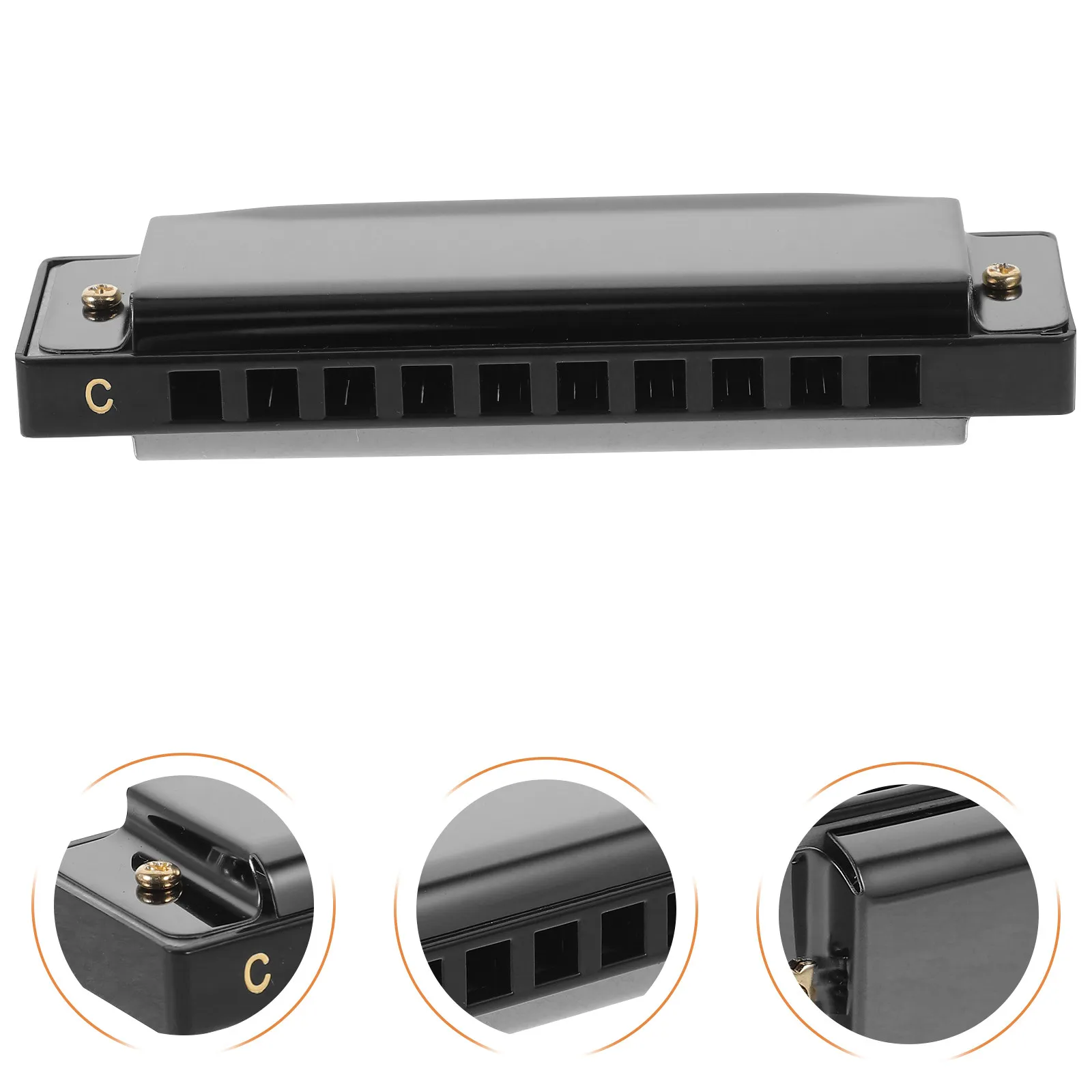 

Harmonica 10 Hole Professional Grade Instrument for Beginner Musicians Students Black Responsive Non Deformation