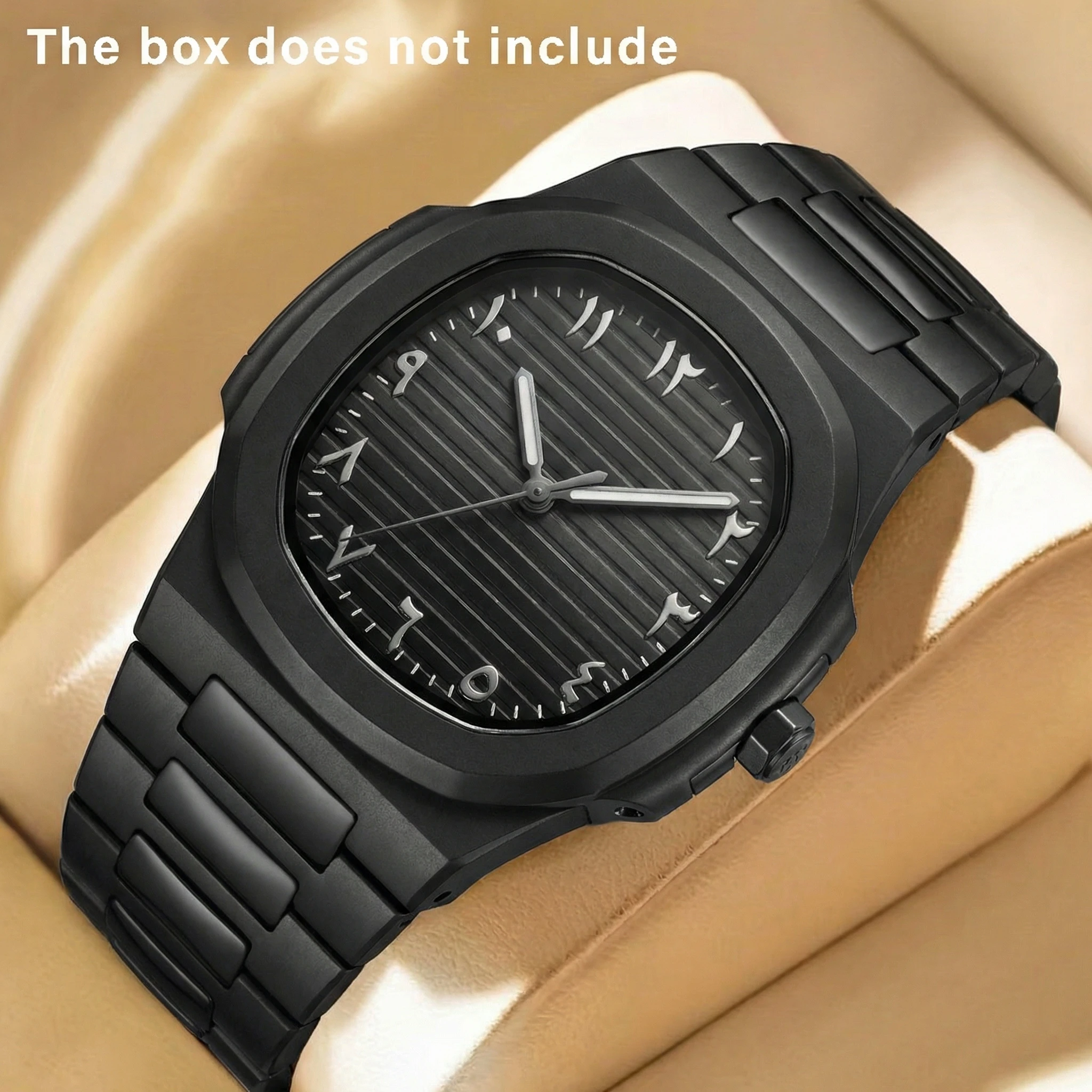 1pc Simple and Stylish Octagonal Bezel Mesh Dial Black Steel Strap Watch Unisex Trendy Accessory