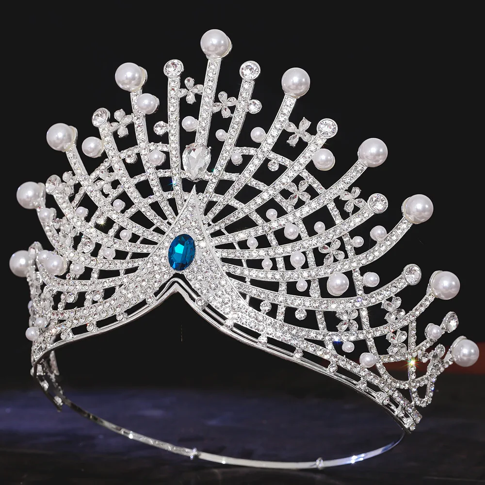 Miss World 2025 Large Crown Pageant Adjustable Crowns for Women  Tiara Rhinestone Headpiece for Birthday Prom