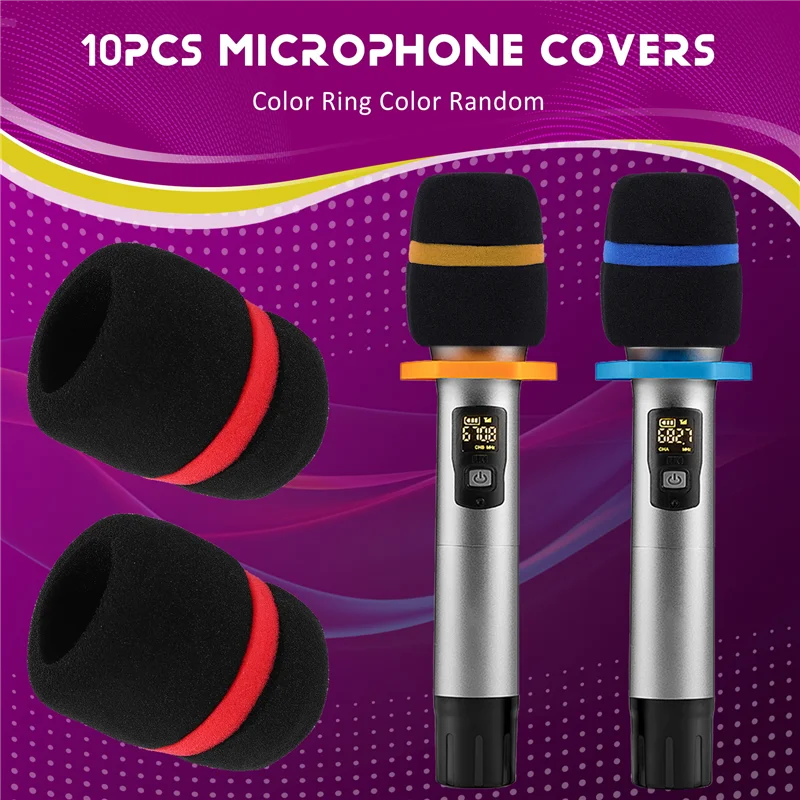 Eccellente copertura per microfono in schiuma per parabrezza per microfono da palco portatile da 10 pezzi Karaoke nera