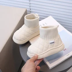 Boys Girls Flat Shoes Non-slip for Winter Children Warm Boots with Thick Cotton 2024 New Fashion Kids Snow Boots Solid Color