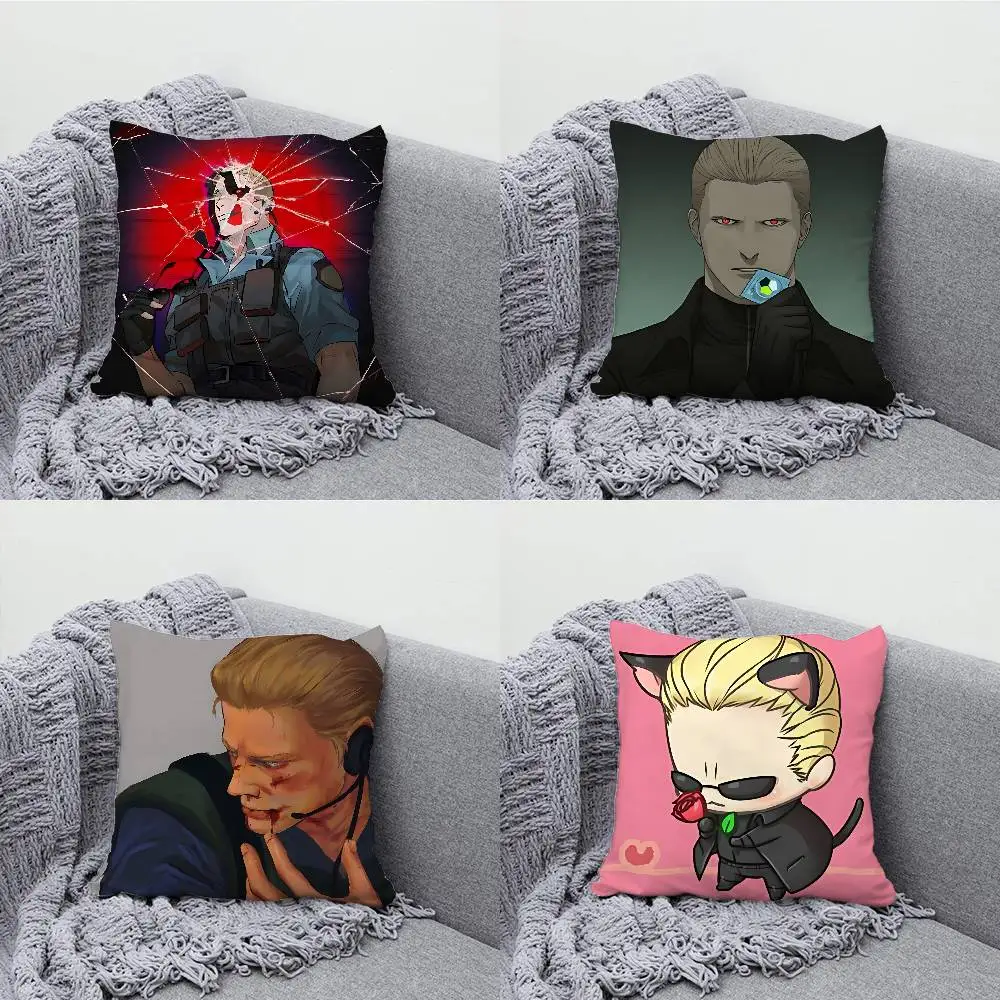 

A-Albert W-Wesker Pillow Case Print Polyester Fiber 40X40 cm Home Sofa Throw Cushion Cover Decoration