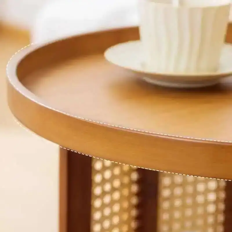 Picture 5: Bedside Table Bedroom Cabinet Tea Living Room Lounge Small Coffee Side Sofa Round Balcony Japanese Rattan Meubles Home Furniture