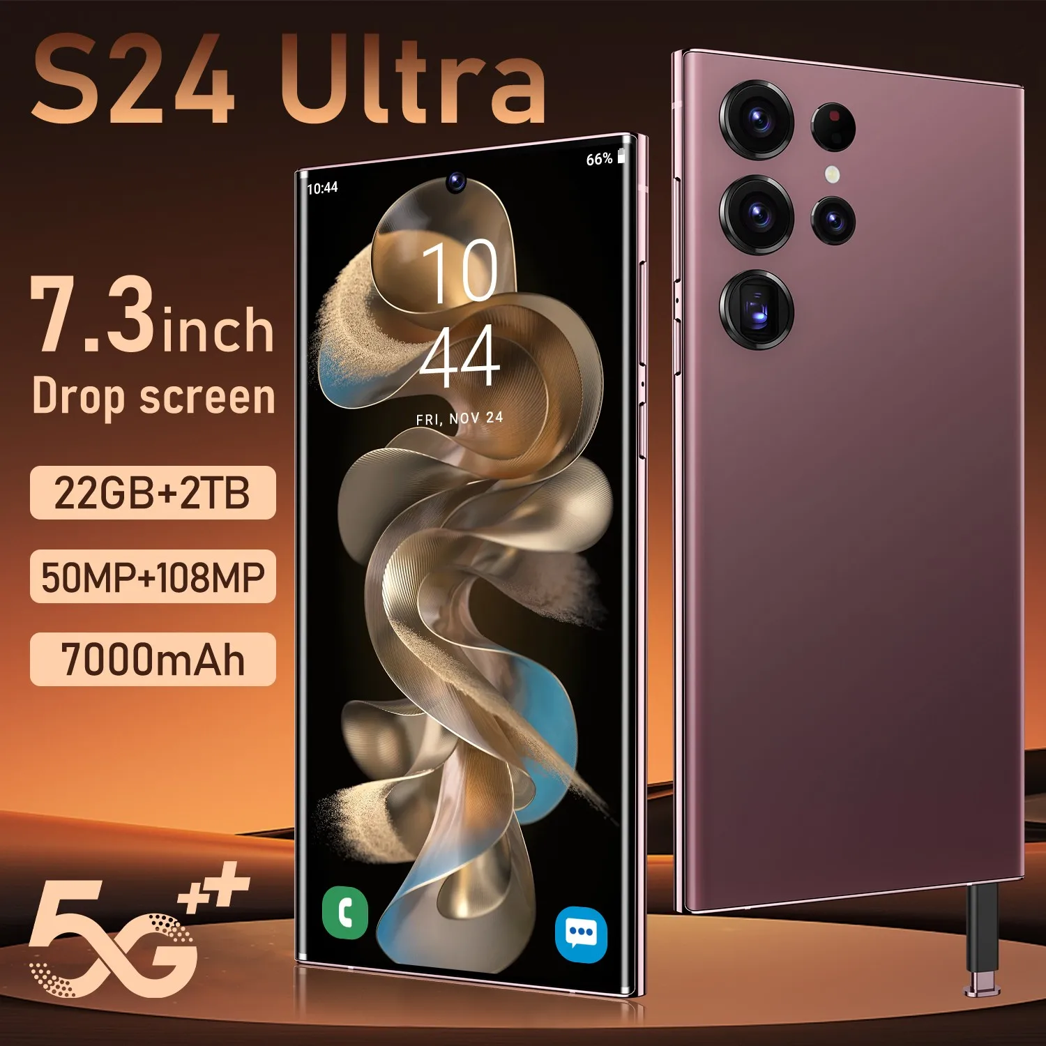 2024 Original S24 Ultra 7.3 inch Smartphone 22GB+2TB Cell Phone Dual Sim Celulares Android 13 Mobile Phones Face Unlock 7000mAh