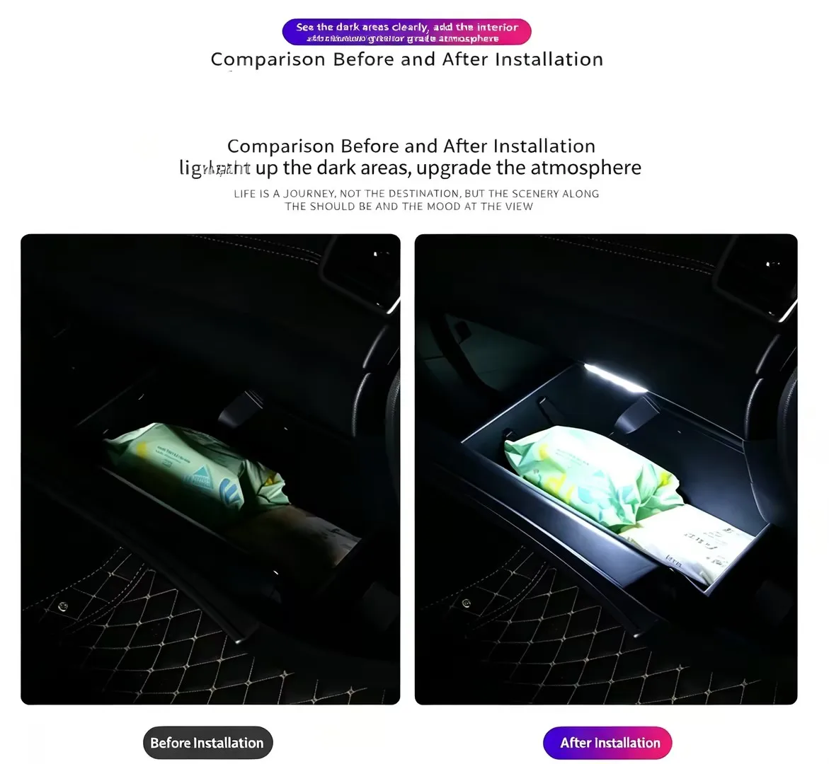 LED Touch Light Mini Wireless Car Interior Lighting Auto Roof Ceiling Reading Lamp for Door Foot Trunk Storage Box USB Charging