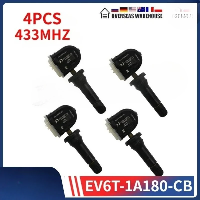 EV6T-1A180-CB EV6T1A150CB 4 قطعة استشعار مراقبة ضغط الإطارات TPMS 433 ميجا هرتز لفورد C-Max مونديو كوغا جراند فوكس فييستا رينجر