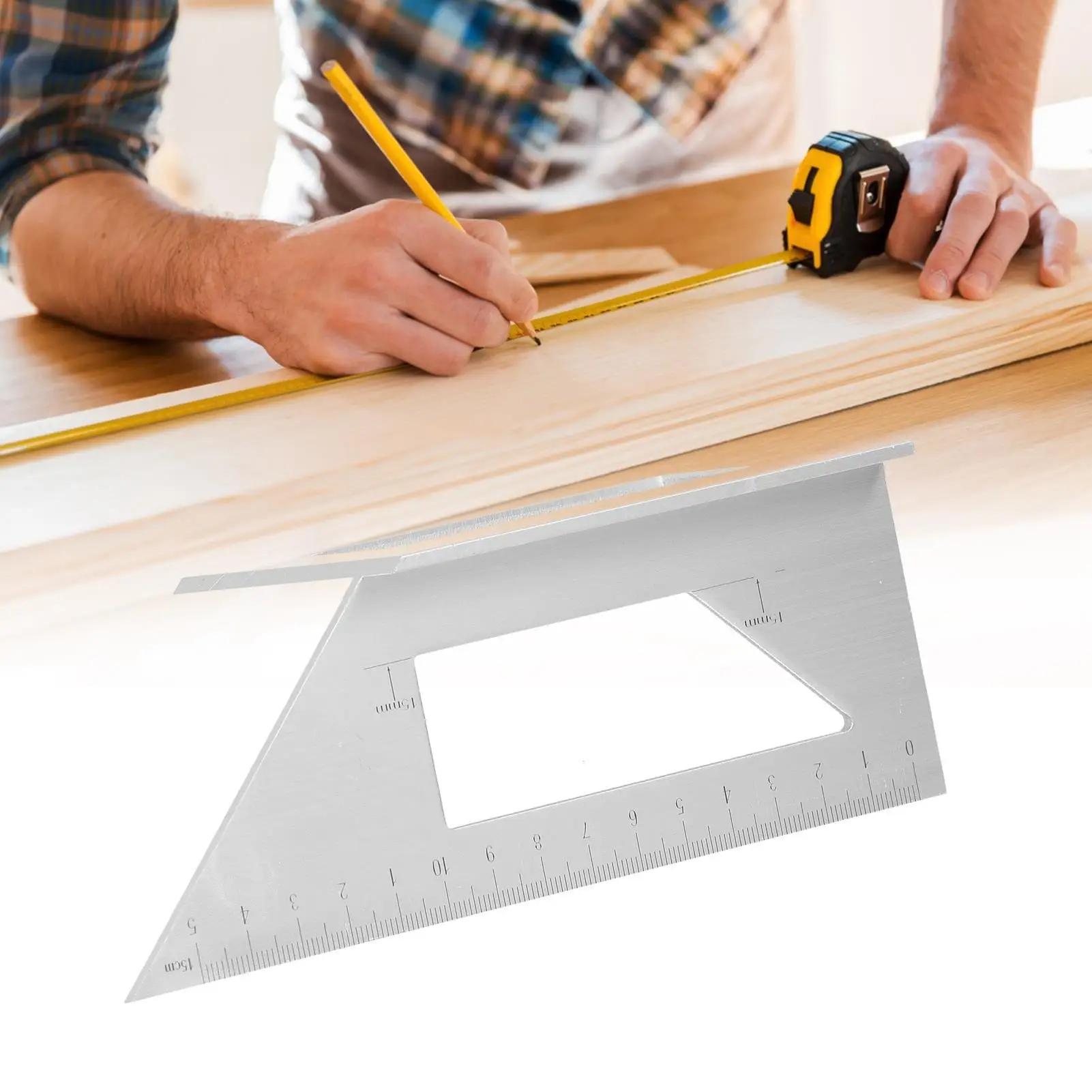 Przymiar kątowy, linijka prosta, kątownik 45 stopni, kątownik 90 stopni, narzędzie T-kątowe do inżynierii, rzemiosła i obróbki drewna.