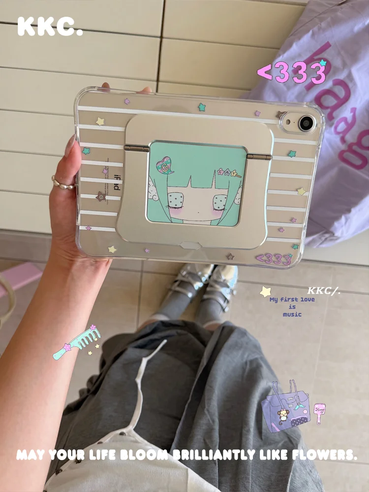 Cartoon metal bracket anime INS Korea for iPad Pro11 2020 10.9 10.5 Air 5th 4th 3rd Gen iPad 9th 8/7th Shockproof Tablet Cover