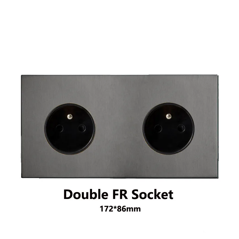 

Настенный выключатель с панелью из нержавеющей стали серого цвета, розетка стандарта ЕС, порт для зарядки Type-C, выключатели, розетка