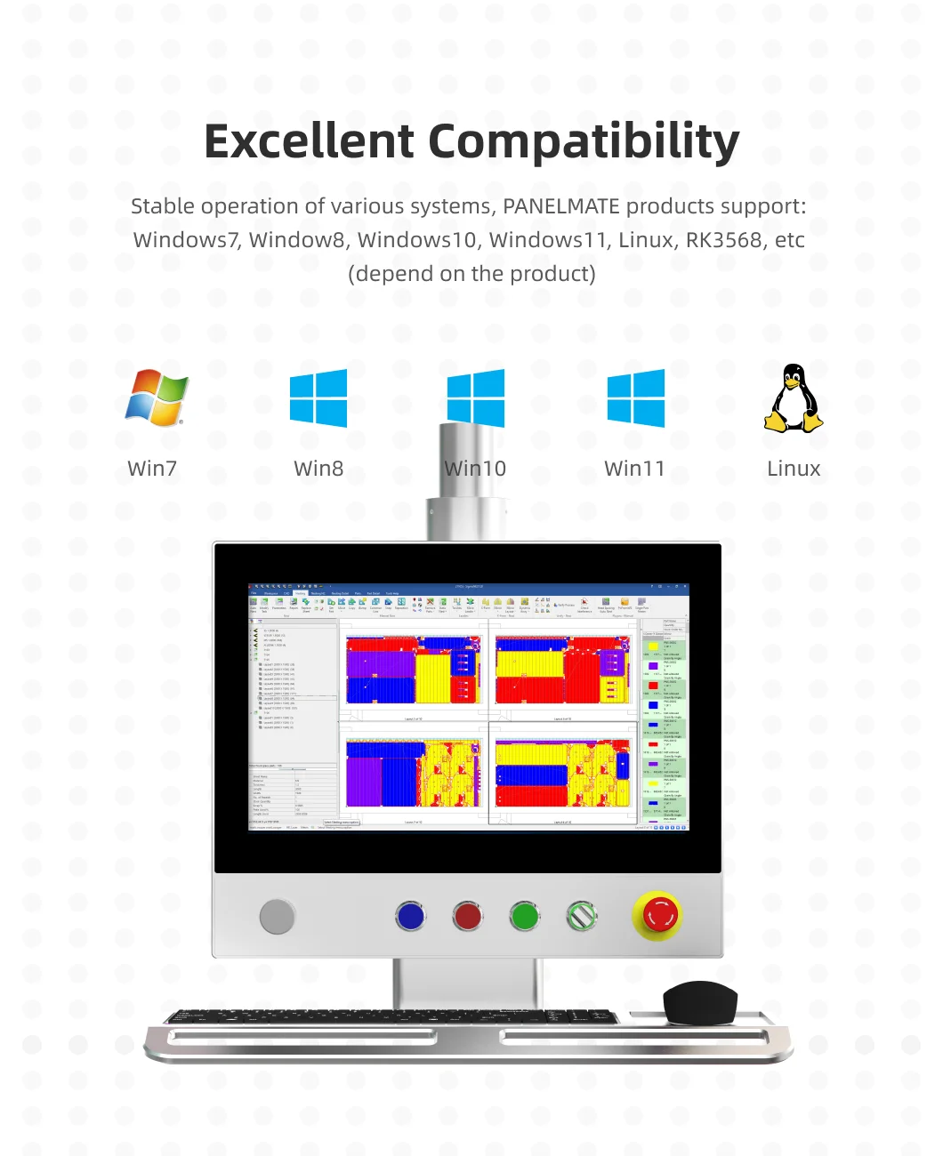 ZXY PANELMATE Painel de controle do sistema de braço de suporte LED Full HD de alta qualidade de 21,5 polegadas PC |   Tela de toque resistiva