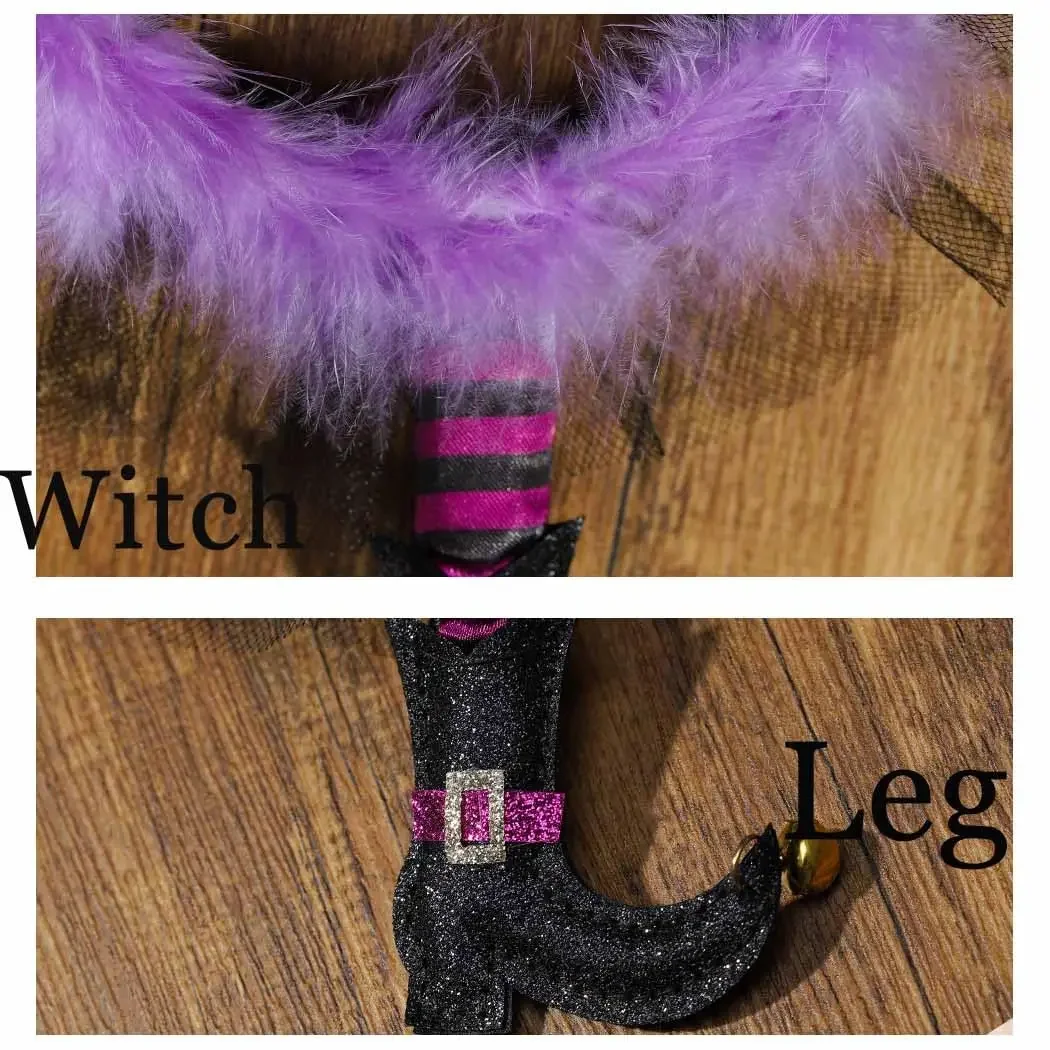 Halloween Headband Witch Leg Hairband Furry Lace Hair Band Funny Costume Hair Hoop for Halloween Party Cosplay (Purple)