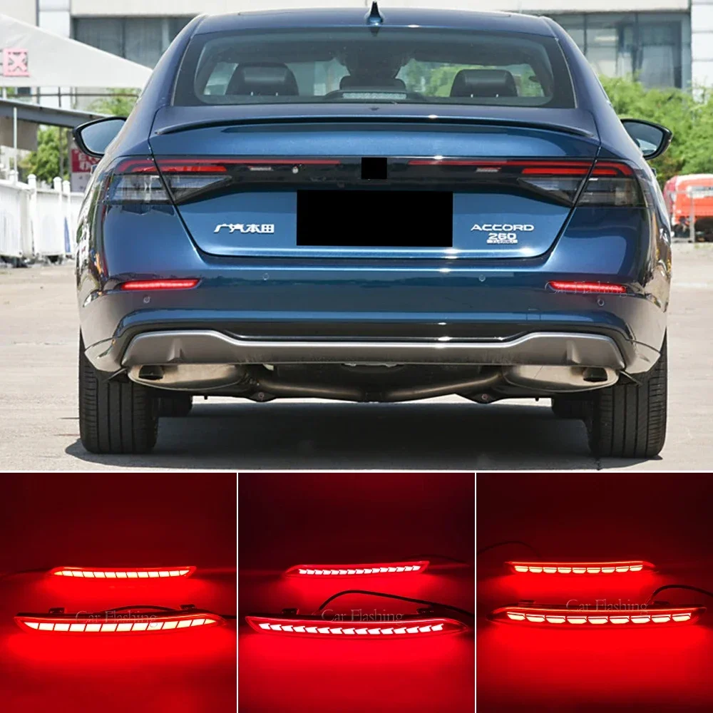 

New！ For Honda Accord 2023 2024 LED Rear Bumper Reflector Light Auto Brake Warning Lamp Waterproof Turn signal