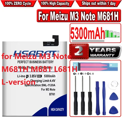 HSABAT 5300mAh BT61 Battery for Meizu M3 Note M681H M681 L681H L-version Mobile Phone Batteries
