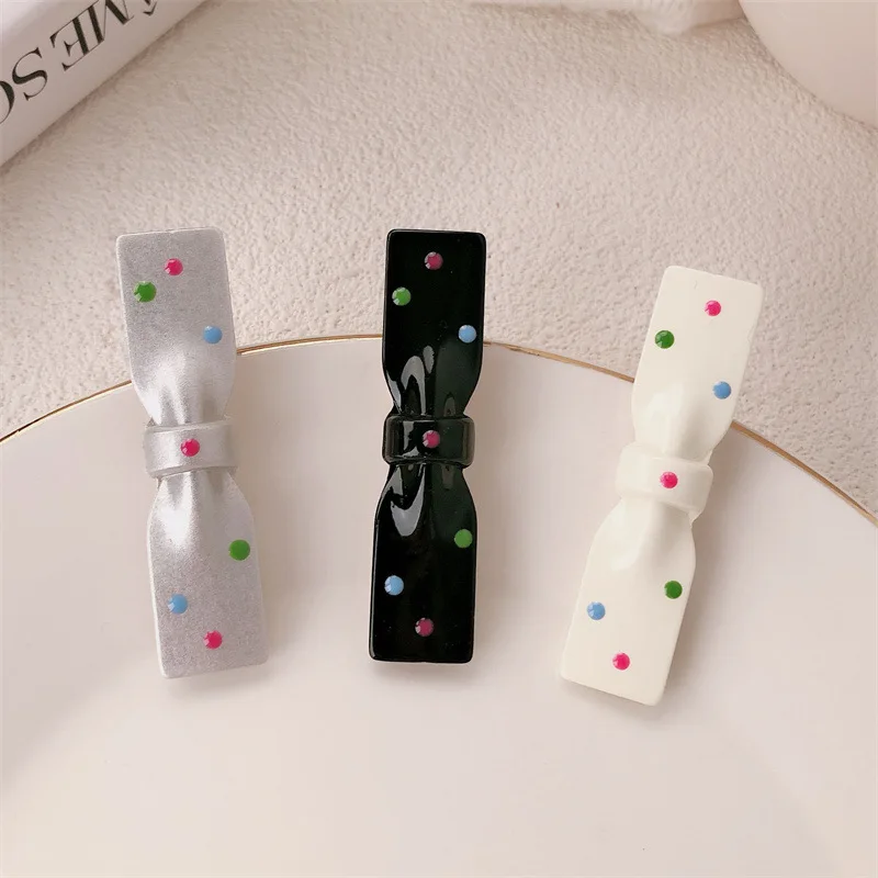 Metal Polka Dot Bow Geometric Hair Clips Girls Trend Classic Design Party Accessories