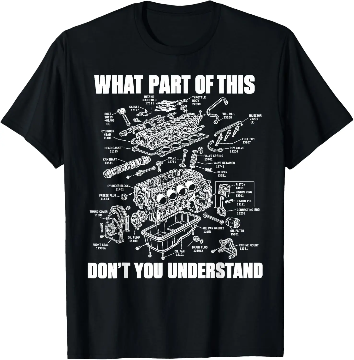 What Part Of This Don’T You Understand Engine Diagram T-Shirt Unisex Holiday Theme Graphic Print T‑Shirt Halloween Christmas Thanksgiving Festive Party Short Sleeve Cotton Tee Tops Men Women.